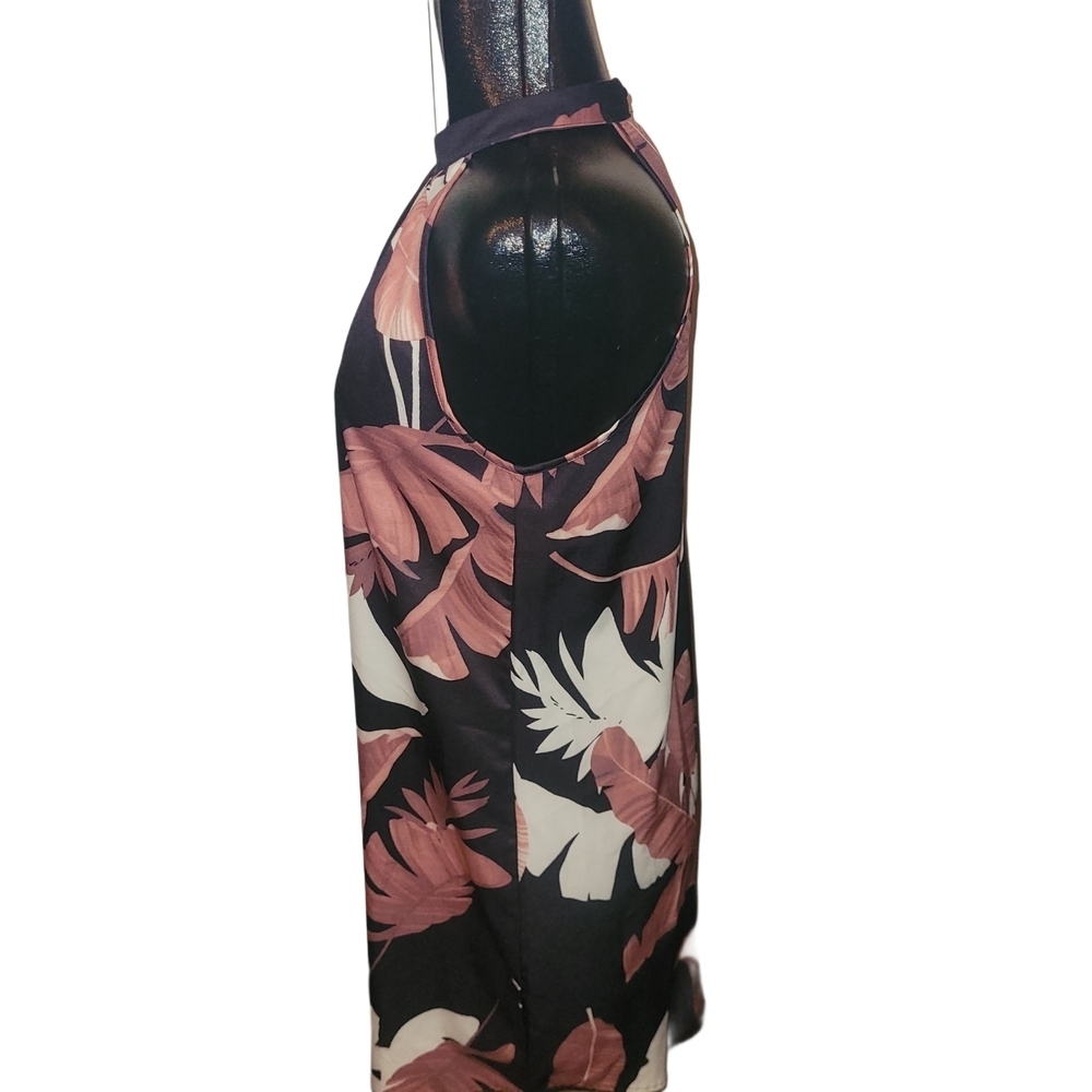 Shein Leaf Print Halter Dress in Brown and Cream Hues Sz.S - Picture 5 of 6